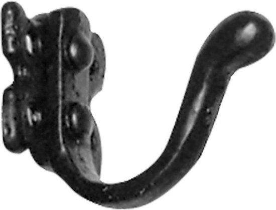 Kapstokhaak - Smeedijzer zwart - Gietijzer - Ten Hulscher - Jaszwart, 65 mm