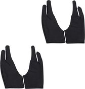 4 Stuks - Universele Kunstenaars Handschoenen - Antivlek Twee Vingers Tekenhandschoenen - Elastisch - Perfect voor Papier Schetsen, Pad Monitor, Grafisch Tablet - Maat S - Zwart