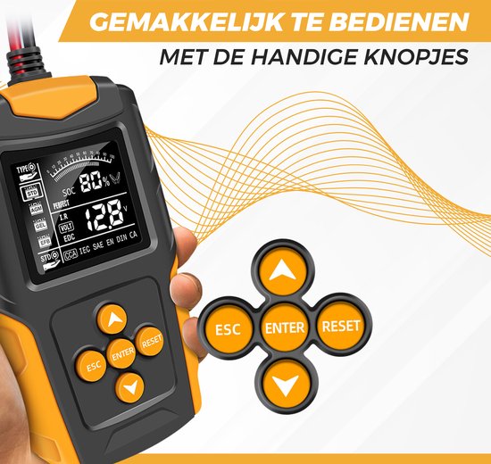 JTEX® Professional Auto et moto Battery Tester - Testeur de batterie 12V -  État de la