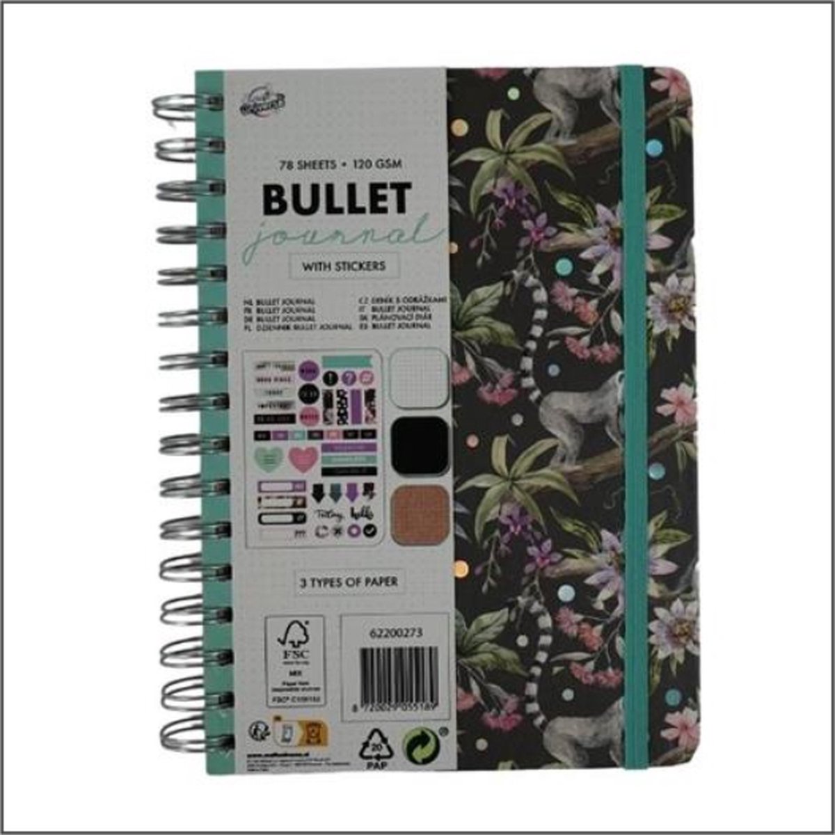 Premium Bullet Journal - Notitie Boek - Monkey Flower - 78 pagina's - +2 sticker vellen - Elastiek - Hardcover - A5