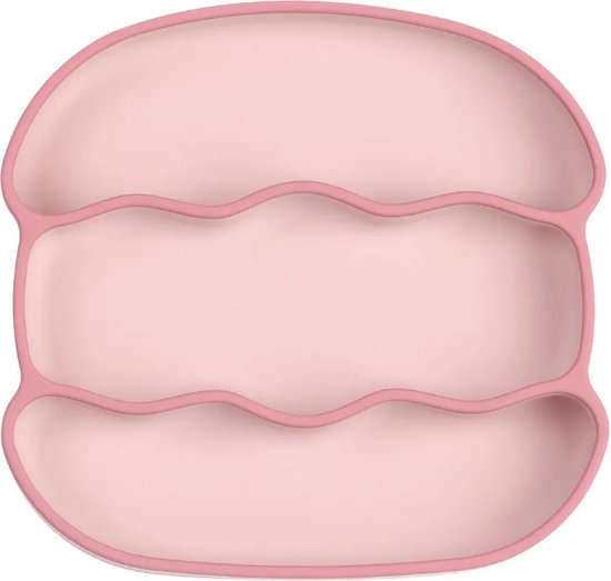 3-Vaks Babybord Geribbeld - met Houten Bestek - Roze van Kleine Chef — afbeelding 4