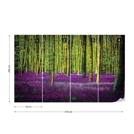 Papier peint Fleurs Forêt Nature | XXXL - 416 cm x 254 cm | Polaire 130g / m2