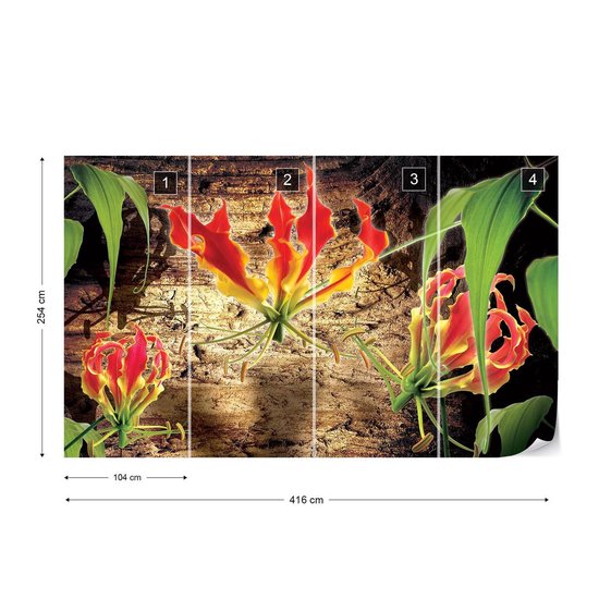 Papier peint Fleurs Floral | XXXL - 416 cm x 254 cm | Polaire 130g / m2