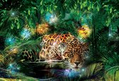 Papier peint Leopard In Jungle | PANORAMIQUE - 250cm x 104cm | Polaire 130g / m2