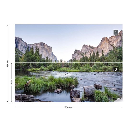 Fotobehang - Vlies Behang - 3D - Uitzicht op de Bergen vanuit het Raam - 254 x 184 cm