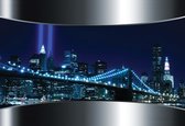 Fotobehang View City Brooklyn Bridge New York City | PANORAMIC - 250cm x 104cm | 130g/m2 Vlies