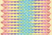 Fotobehang Retro Hearts Pattern Colourful | XXL - 312cm x 219cm | 130g/m2 Vlies