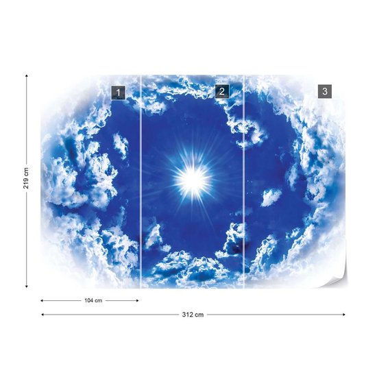 Papier peint photo Sky Clouds Sun Nature | XXL - 312 cm x 219 cm | Polaire 130g / m2