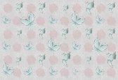 Fotobehang Butterlies and Roses Pattern | XXL - 312cm x 219cm | 130g/m2 Vlies