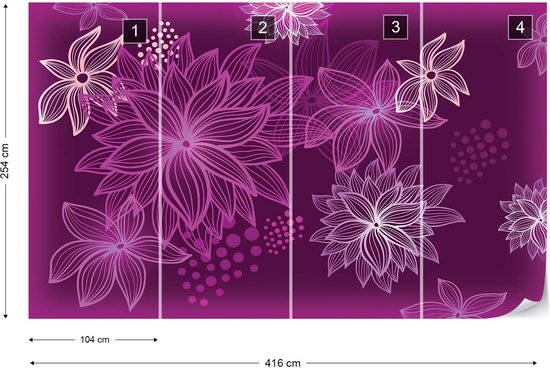 Papier peint Fleurs Forêt Nature | XXXL - 416 cm x 254 cm | Polaire 130g / m2