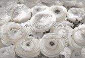 Fotobehang White Roses Vintage Effect | XXL - 312cm x 219cm | 130g/m2 Vlies