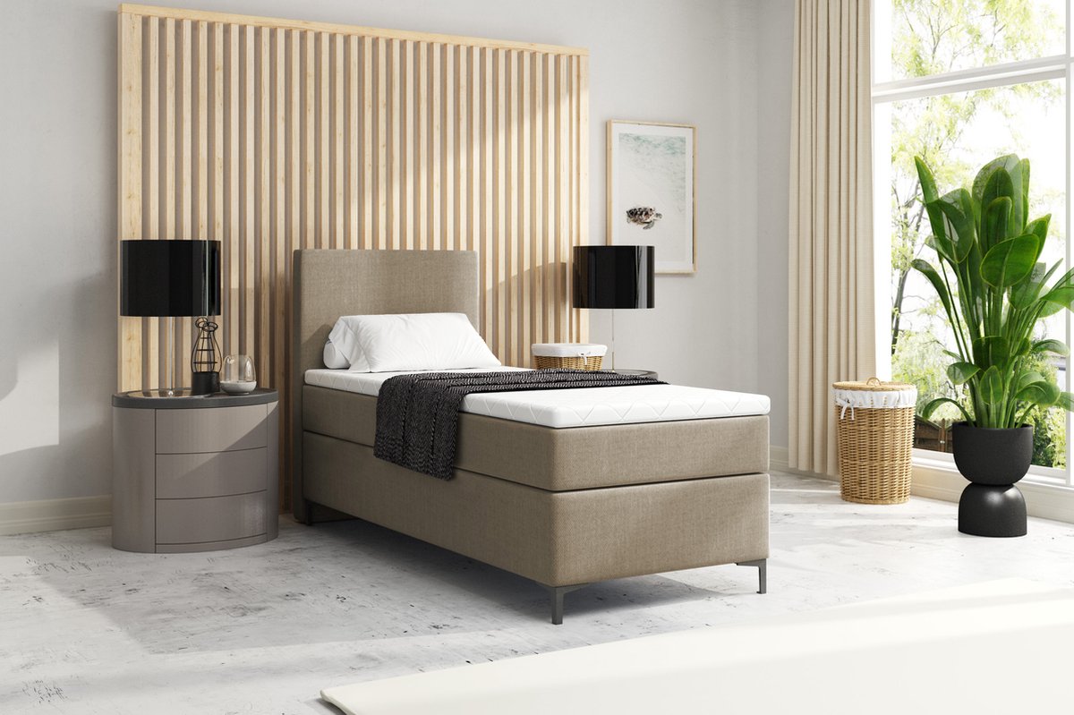 Meuba Home - Atlanta Boxspring - Beige - 90x200 - Stof - Met