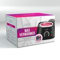 Doos van de VAIVE waxverwarmer met afbeeldingen van de verwarmer en waxbonen.