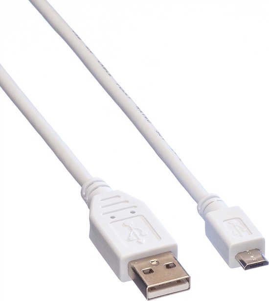 Câble USB 2.0, USB A mâle - Micro USB B mâle, blanc, 1,8 m | bol