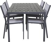 Break tuinmeubelset tafel 150x90cm, 4 stoelen Copacabana, zwart,grijs.