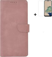 Nokia G22 Hoesje - Bookcase - Nokia G22 Hoesje - Pu Leder Wallet Book Case Rose Goud Cover + Screenprotector