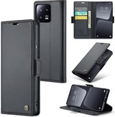 CaseMe - Telefoonhoesje geschikt voor Xiaomi 13 - Retro Wallet Book Case - Met Magnetische Sluiting - Zwart