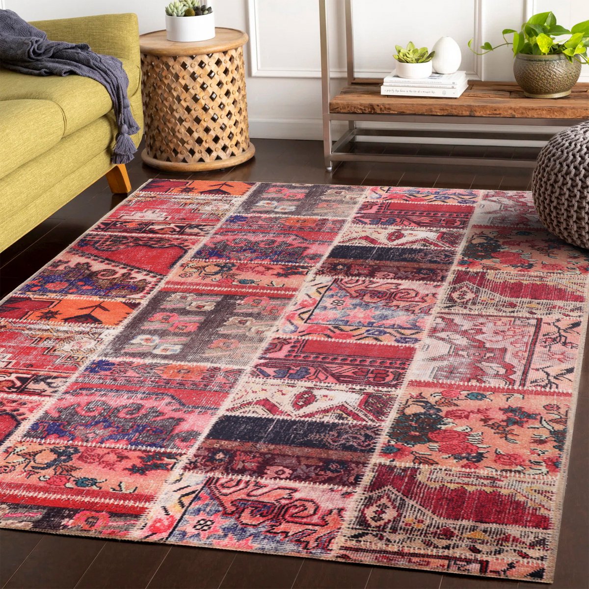 NETLINE HOME - Vloerkleed | Wasbaar Vloerkleed | Patchwork Vloerkleed | Antislip | Wasbaar Tapijt voor Keuken, Slaapkamer, Hal, Woonkamer | Vloerkleed Oosters Design Tapijt | Laagpolig(200X290)