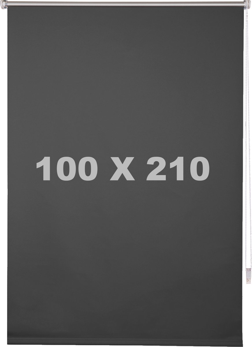 Happyment Luxe Rolgordijn Antraciet -100x210cm - Rolgordijnen verduisterend - Luxaflex - Isolerend - Zonder of met boren