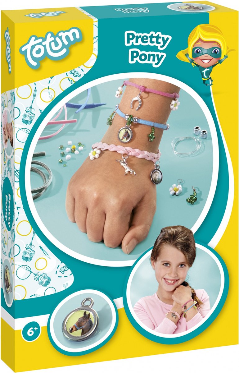 Totum Pretty Pony - knutselset paarden sieraden maken - bedel armbandjes maken met hoefijzer en paardenbedels - creatief speelgoed meisjes knutselset - cadeautip — afbeelding 17