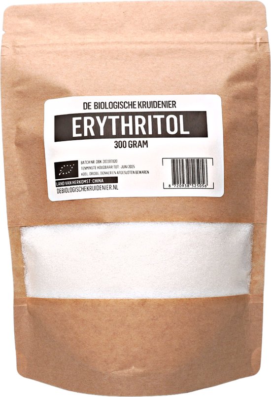 Foto: De biologische kruidenier erythritol sukrin 300 gr biologisch natuurlijke zoetstof suikervervanger navulling hersluitbare zak