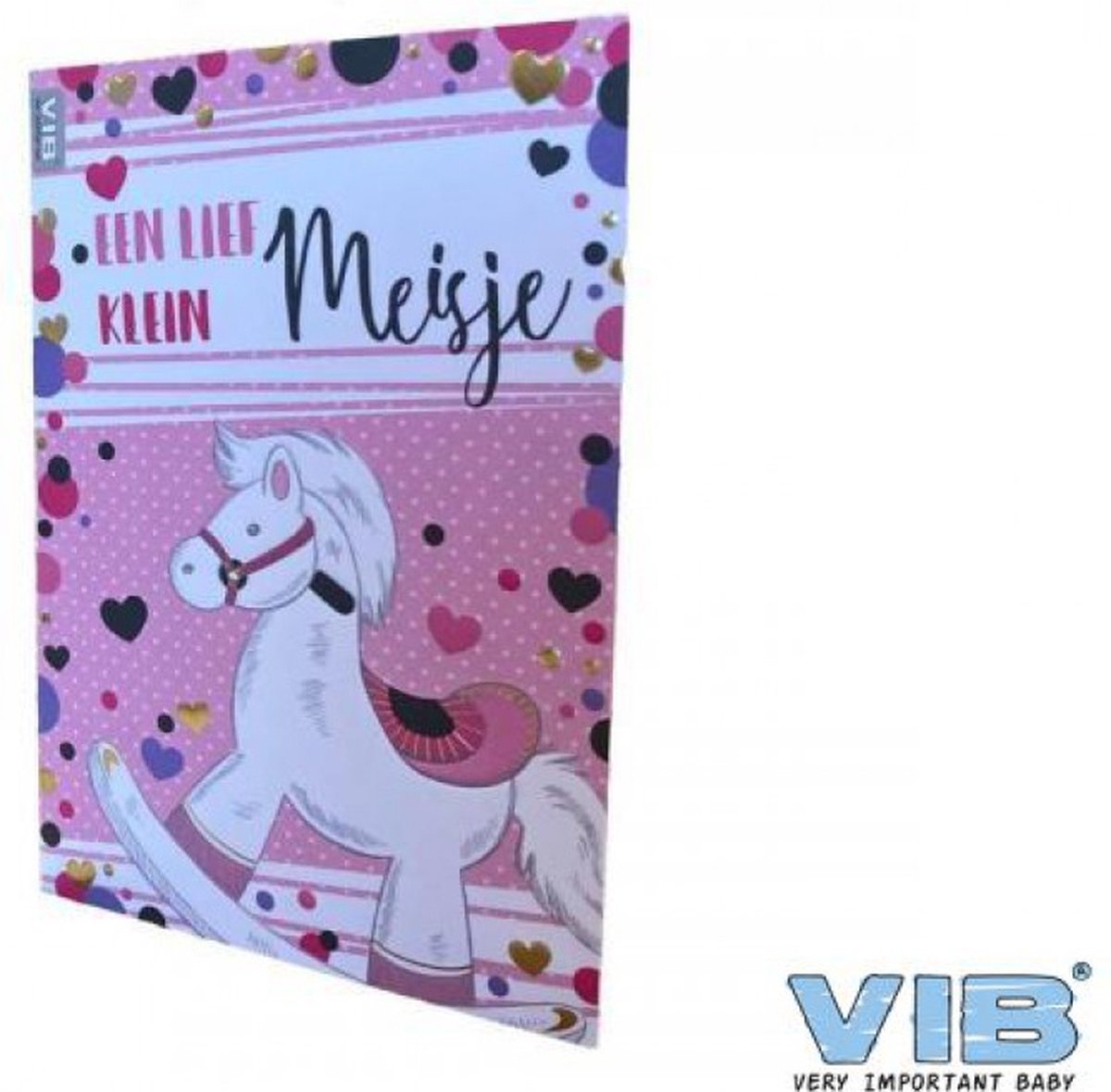 Wenskaart Folie/Embossing 'Een lief klein Meisje' Roze