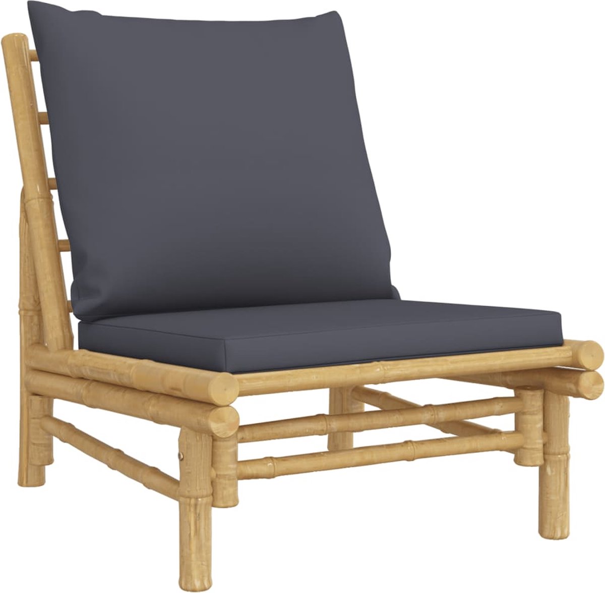 vidaXL 5-delige - Loungeset - met - kussens - bamboe - donkergrijs