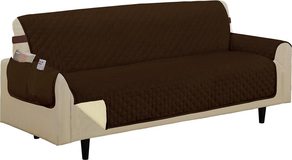 Orange Donkey Couch Cover Bankhoes 3 zitsbank - 279x177 cm - Bruin/crème - Hondendeken - Sofa cover - Bankbeschermer honden/katten - Grand foulard - Waterafstotende Bankovetrek - Meubelhoes