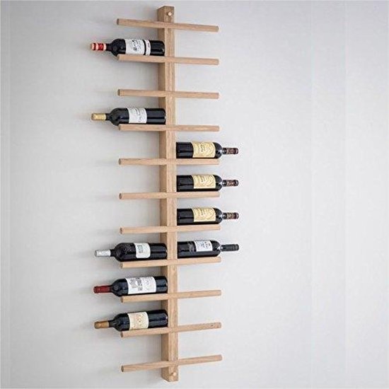 Wijnrek Hout - Deluxe 22 flessen - Groot wandmontage wijnrek - Eiken Hout -  Houten | bol.com