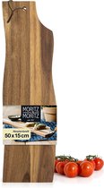 Moritz & Moritz Planche de service en bois avec cordon, extra longue, 50 x 15 x 1,5 cm, planche à fromage en acacia antibactérien pour un service élégant des plats et bien plus encore