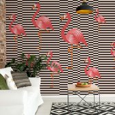Fotobehang Modern Flamingo Pattern | VEL - 152.5cm x 104cm | 130gr/m2 Vlies
