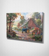 Farm - Painting Canvas - 60 x 40 cm - Schilderij - Canvas - Slaapkamer - Wanddecoratie  - Slaapkamer - Foto op canvas