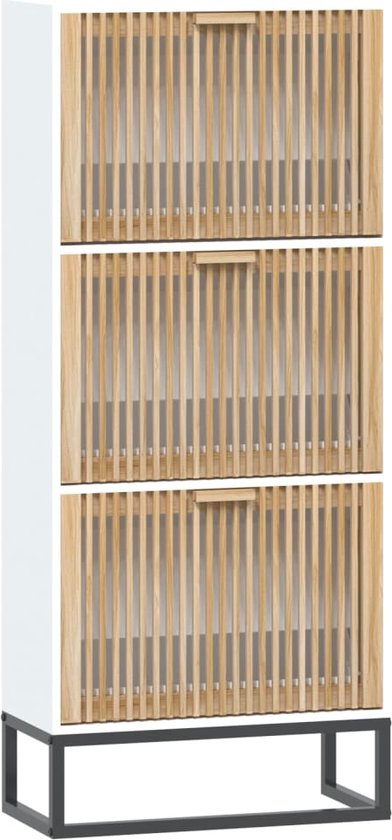 vidaXL - Schoenenkast - 52x25x120 - cm - bewerkt - hout - wit