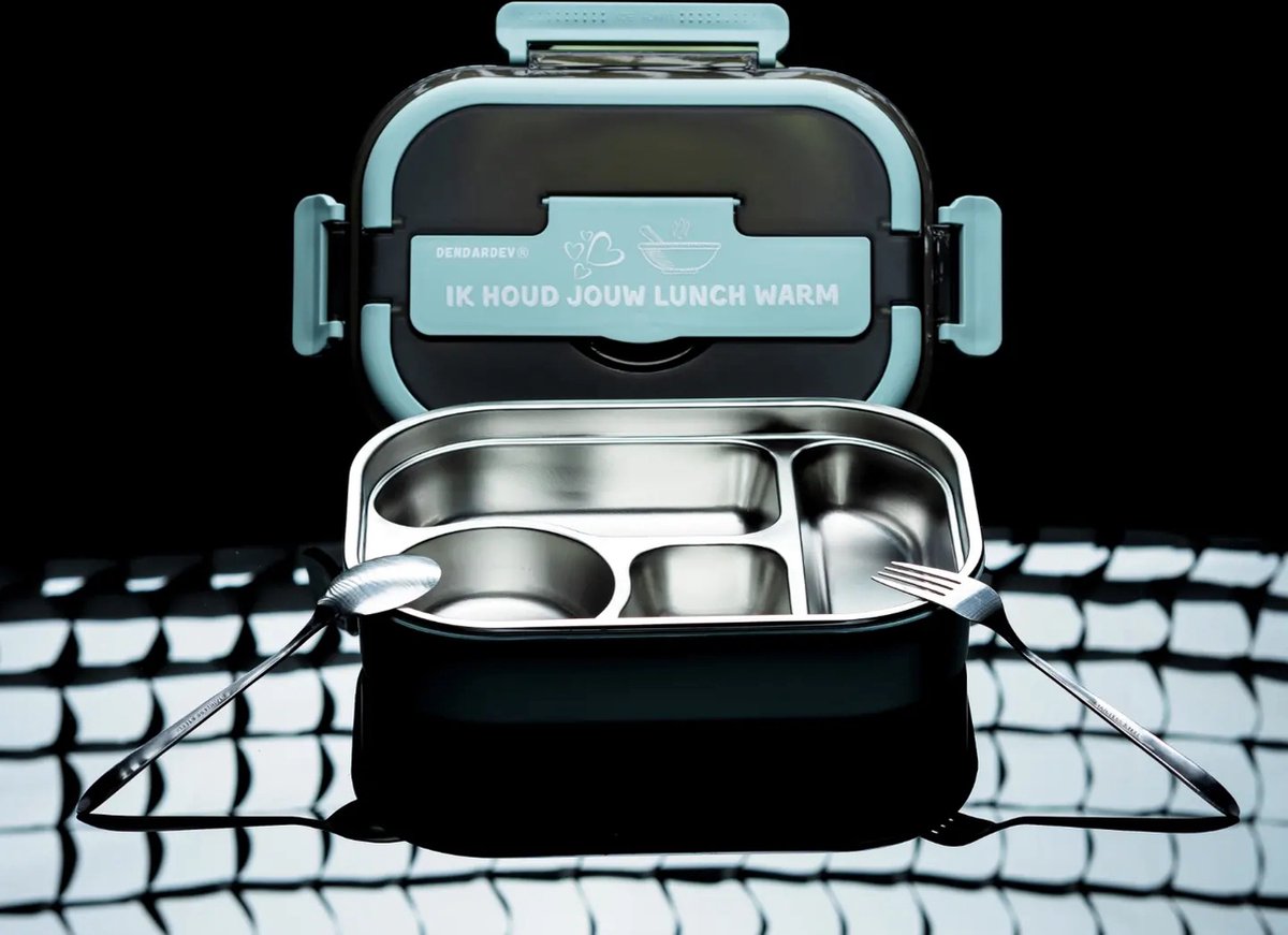 Dendardev® - Broodtrommel - Lunchbox- Inclusief Eetgerei - Magnetron - Vaatwasser - Bestendig - Diepvries