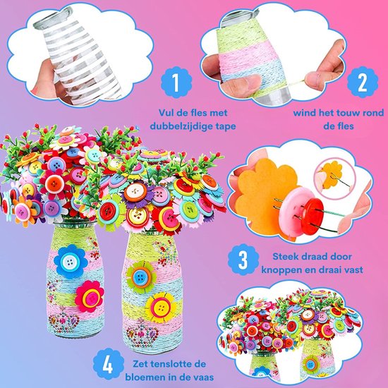 FAMKEEP Kids DIY Kit 1800 Knutselen voor Kinderen, DIY Kids Pijpreinigers Knutselset, Educatieve Benodigdheden, Knutselen voor Kinderen, Kleverige Ogen, EVA Bloemen en Veren