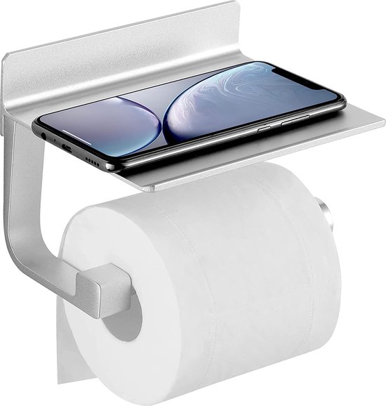 Porte-papier toilette noir, porte-rouleau de papier toilette en acier  inoxydable 304 avec étagère pour téléphone, support mural pour papier  toilette