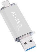 Clé USB | Dual USB | USB C | 32 Go | Argent | Allteq