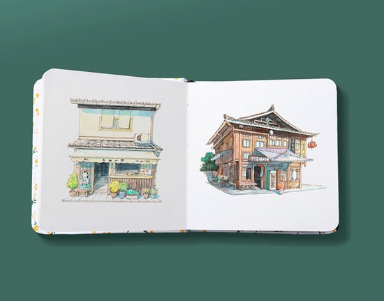 aquarel|schetsboek| Licht groen| 12x12cm|24 vellen|300g|warmgeperst - Potentate