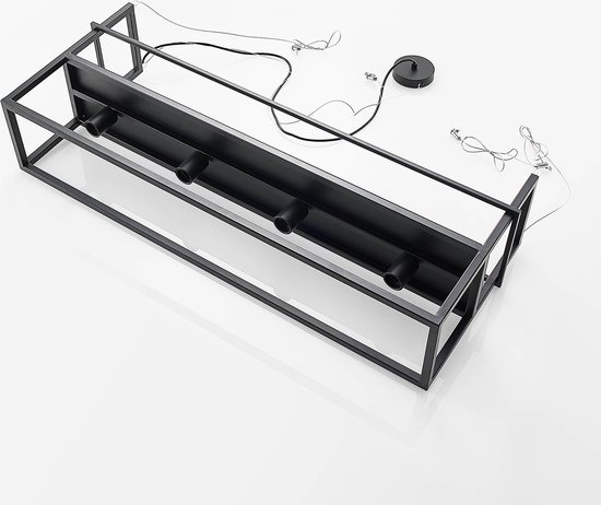 Lindby - hanglamp - 4 lichts - Staal - H: 41 cm - E27 - zwart mat