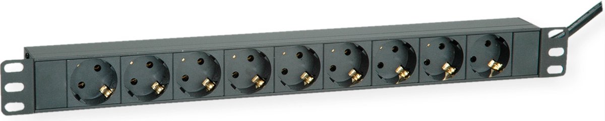 ROLINE 19" stekkerdoos 9-voudig, zwart, 2 m