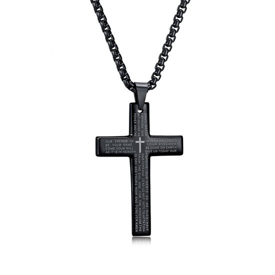 Cubaans kruis voor mannen - Kruis Ketting Plat - Mannen ketting - Heren ketting - Ketting voor mannen - cadeau mannen - Geometrie Gothic - Punk - holy cross