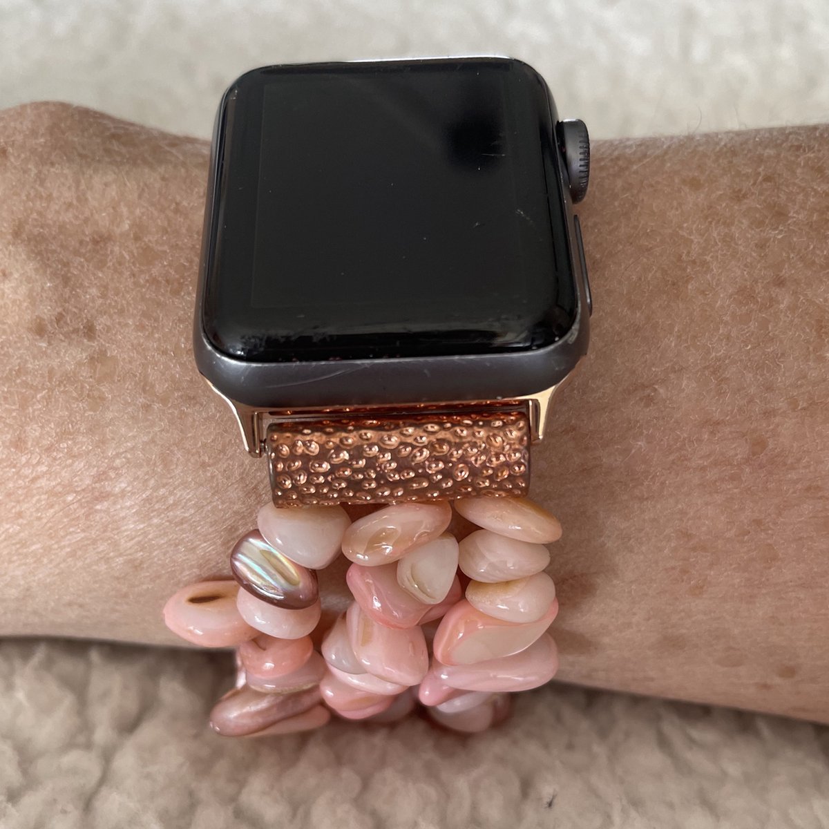Apple Watch Horlogeband- maat 38-40-41mm-natuurstenen kralen elastisch geregen- Ibiza boho stijl