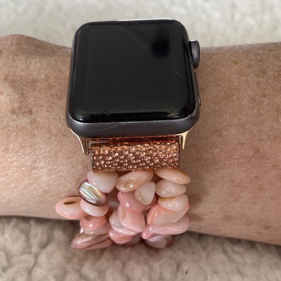 Apple Watch Bracelet de montre - taille 38/40/41mm - perles de pierres naturelles enfilées élastiques - style bohème Ibiza