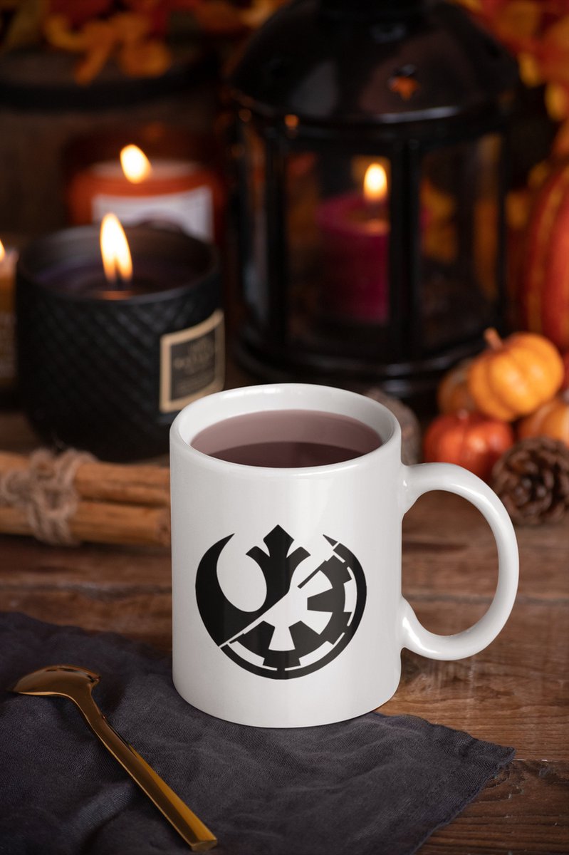 Rick & Rich Mok - Mok Star Wars - Koffiemok Star Wars - Mok met opdruk - Witte koffie mok bedrukt - Witte thee mok - Star Wars Logo