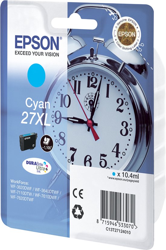 Epson Alarm clock Cartouche "Réveil" 27XL - Encre DURABrite Ultra C