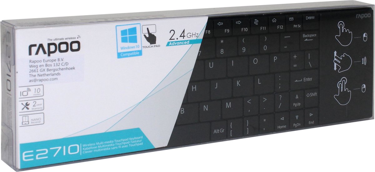 Rapoo E2710 - ultraslim - sans fil - clavier - pavé tactile | bol.com