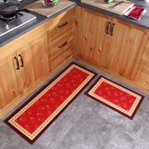 Set van 2 keukenlopers, wasbare antislip tapijtloper / keukenvloermat / badmattenset