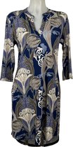 Angelle Milan - Travelkleding voor dames - Print Marine blauw - Ademend - Kreukherstellend - Duurzame zomerjurk - Maat L - in 5 maten!