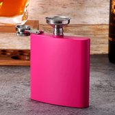 Mini flasque colorée avec entonnoir, flasque portable en acier inoxydable pour la randonnée, l'escalade, la pêche, le camping, 180 ml (6 oz), rose rouge