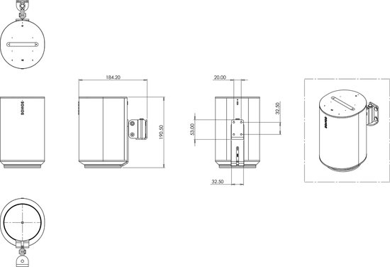 Multibrackets - Sonos premium draaibare wandbeugel voor Sonos Era 100 - kleur zwart van Multibrackets — afbeelding 2